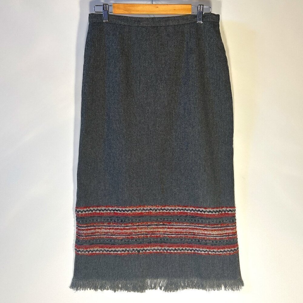 Sag Harbor SZ 10P Vintage Gray wool pencil skirt timeless academia office 80's